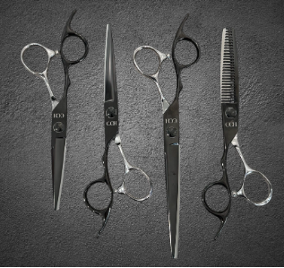 CCH Black & Silver Hair Cutting Scissors - Left Handed